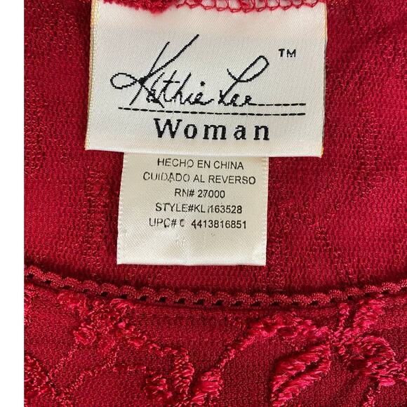 Kathy Lee Womens 22/24 Red Pull On Top Embroidered Design Short Sleeve - Picture 3 of 7